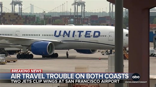 171K views · 1.9K reactions | Two United planes clipped wings at San Francisco Intl. Airport as one of the planes pushed back from the gate. The incident comes amid a growing crisis at Newark Liberty Airport, caused in part by a shortage of air traffic controllers. Matt Rivers reports. https://abcnews.link/cLXbNRw | ABC World News Tonight with David Muir | Facebook