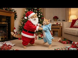 Mom Cat Dresses Up as Santa to Surprise Her Kitten! 🎄🐱