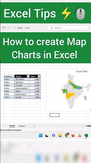 How to create Map Charts in Excel #Trending #trendingreels #reelitfeelit #msoffice