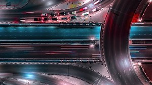 4K,Time lapse night traffic of the road or expressway, motorway and highway in the detail of Circle intersection
