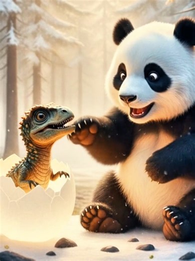 Panda and Baby Dinosaur's Heartwarming Winter Story