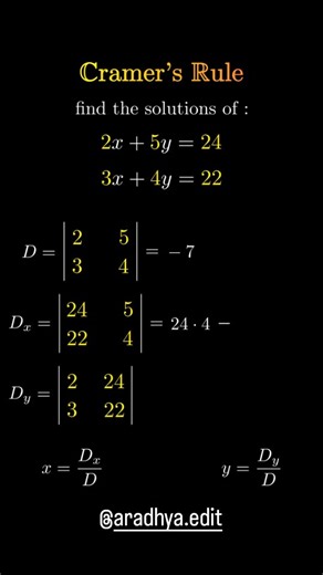Aradhya Singh on Instagram: "Cramer's Rule Explained with example....."
