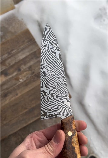 Coffee etched Damascus. Yes or no? #damascus #forged #handmade #toronrochef