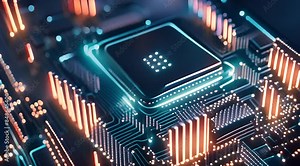 An advanced microprocessor connected to a slim motherboard powers the entire system.