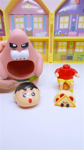 🤣 Patrick: Yummy! Shin-chan: Hey, that's MINE! Hilarious ending! 🌈✨