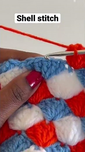 Crochet multi color shell stitch pattern
