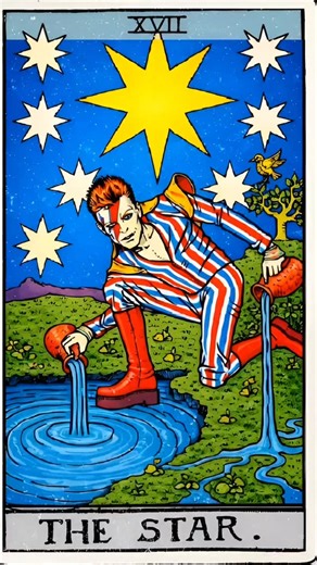 EL ARCANO 33 on Instagram: "El 8 de enero de 1947 volvía a encarnar en la tierra David Bowie. Como en La Estrella del Tarot, Bowie fue guía en la oscuridad, símbolo de esperanza, visión y renacimiento. Pero su luz no fue convencional: fue un Blackstar ⭐️🖤 #davidbowie #blackstar #estrellatarot #tarotstar #arcanosmayores"