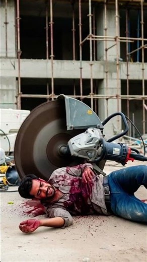 A big grinder slipped and fell on the labor. He got serious injuries.#fell #labor#injuries #accident