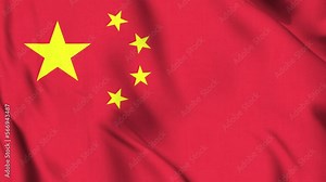 Waving Flag of the China video background. Realistic Slow Motion Animation. Chinese flag 4K Loop Motion Graphics. Blowing red color flag