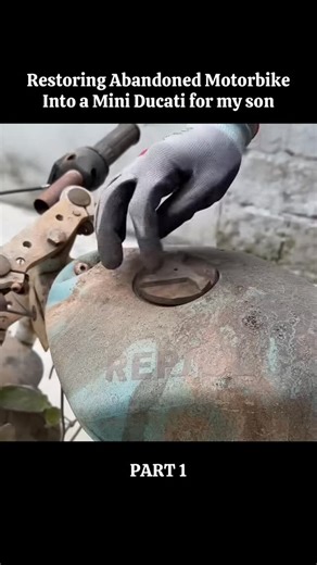 Technical Crafter on Instagram: "Part 1: Restoring an Abandoned Motorbike into a Mini Ducati for My Son 🏍️✨ Amazing transformation, satisfying rebuild, and full restoration vibes! #fyp #Restoration #ForYou #Restored #USA"