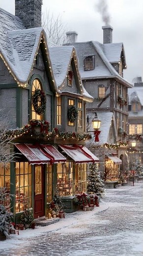 Cozy Christmas Village Snow Walk, Peaceful Winter Ambience, Warm Lights & Holiday Charm