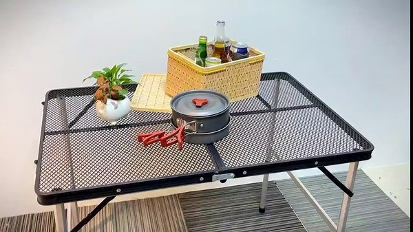 jkwokback 3ft x 2ft Grill Table Portable Camping Table, Waterproof Black Folding Table with Adjustable Height Camping Table,Folding Camp Table for BBQ,Camping, Outdoor Sports, Beaches and Picnics