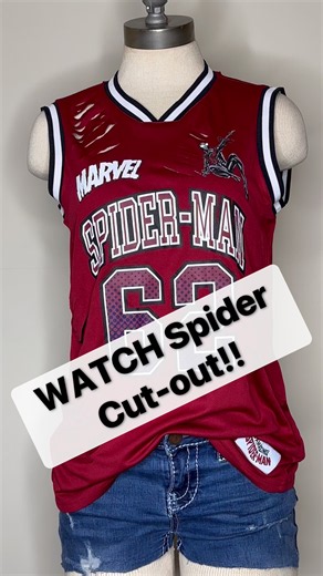 DIY WATCH Spider cut-out/ halter tutorials and the end our looks at the Spider-Man movies! #tshirt #diy #tutorials #spiderman #fyp