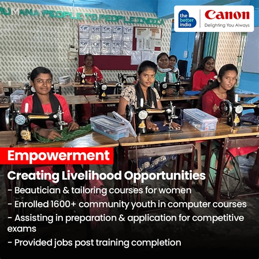11K views · 48 reactions | To ensure long-term impact and positive change across villages in India, Canon India has transformed thousands of lives through its 'Adopt a Village' community initiative. Actively involving employees, the initiative brings smiles to the community by focusing on 4Es - Education, Eye Care, Environment & Empowerment. Here's how. >> In partnership with CANON India | TheBetterIndia | Facebook