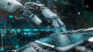 A closeup of a robotic arm diligently sorting through a pile of data showcasing the powerful capabilities of AI in auto the data ysis process.