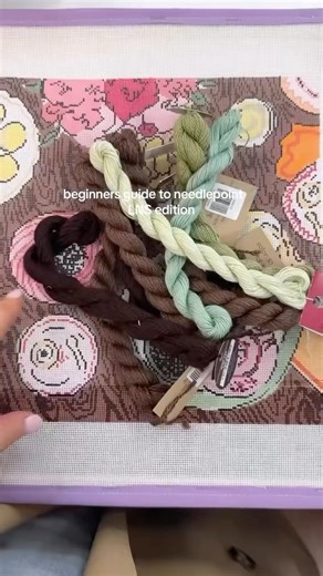 Kenzie Elizabeth on Instagram: "Beginners guide to starting needlepoint + your local needlepoint store! Giving away the beginner kit to someone in the comments (of both this video & the TikTok for extra entries) who follows me on here & TikTok! 🪡🪡"