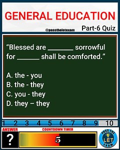 8.1K views · 144 reactions | Pass the LET Exam GENERAL EDUCATION Quiz Part-6 LET Reviewer with answer #letreviewer2023 #letreviewerexam #letreviewerquiz #letreviewerdrill #letexam #letreviewer #letreviewerwithanswer #letrevieweronline #letreviewerpdf #letreviewers | Pass the LET Exam | Facebook