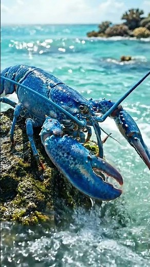 Rare Blue Lobster by the Sea 🦞💙 | Stunning Ocean Wildlife Short