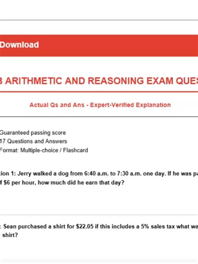 ASVAB ARITHMETIC AND REASONING EXAM QUESTIONS 2026 🚀🔥 Complete AFQT Math Practice 💯📚 Preparing for the ASVAB in 2026? 🎯 This updated Arithmetic and Reasoning exam questions guide is designed to help you strengthen core math skills, improve problem-solving speed, and boost your AFQT score for military qualification 🇺🇸💪 Arithmetic and reasoning questions test how well you can apply math in real-life situations. This 2026 practice content focuses on the most important concepts to help you s