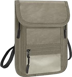 Capolo Travel Neck Wallet with RFID Blocking, Passport Holder Neck Pouch for Men and Women - Hidden Security Passport Wallet for Cash and Documents,beige
