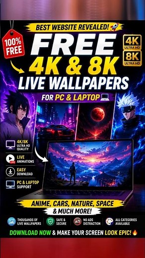 Thousands of FREE Live Wallpapers for PC 😱 4K & 8K QualityThis Website Gives FREE 4K & 8K Live Wallp
