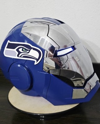 Seahawks NFL Custom Made Iron Man Helmet Wereable Adult Size Silver | eBay