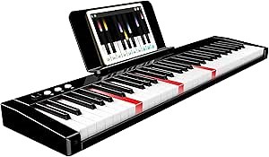 61 Key Electric Keyboard Piano Full Size Keys Portable Complete Digital Electronic Music Piano Set Lighted Keys with Built-In Speakers & Keynote Stickers for Piano Beginners