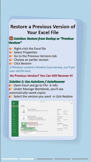 Excel File Overwritten? Get It Back in Seconds! #excel #recovery #deleted #file