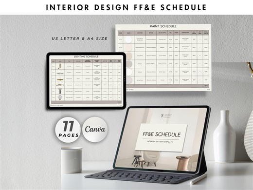 Interior Design FFE Schedule Template, Furniture Fixture Finishes & Equipment Schedule, Canva Moodboard Client Presentation - Etsy Australia