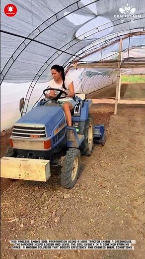 Compact Tractor Soil Preparation: Greenhouse Bed Tilling with Mini Tractor