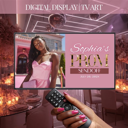 Prom Send off Screen, Frame TV Prom Screensaver, Pink Gold TV Display, Prom Night Digital Download, Editable Template - Etsy