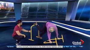 Chris Tse with Blitz Conditioning joined Mike Sobel to explain the types of exercises you can do with a pair of Lebert equalizer bars, and demonstrated an upper body workout. | Global Edmonton