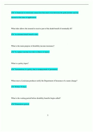 Louisiana Life Accident and Health Practice Exam Test Questions Answers Latest Version Already Pass