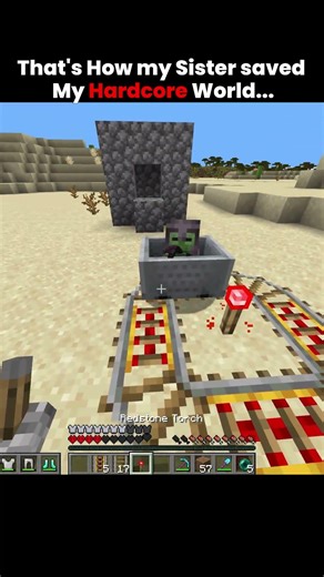 That's how my sister saved my hardcore world #minecraft