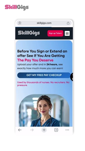 🤔 Thinking of extending your contract? ✍🏻 Before you sign, make sure you're not leaving money on the table. With Extend & Earn More by SkillGigs, you can: ⬆️Upload your extension offer 💰Get a free pay checkup 🔎Compare your pay with real market rates 🤑See if you could earn $500-$1,200 more per week This video walks you through exactly how it works— step by step. It's free, private, and designed to help nurses make smarter decisions. https://skillgigs.com/extend-and-earn-more/ #travelnurse #n