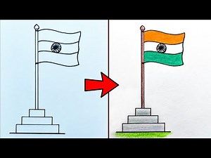Indian Flag Drawing Very Easy | How to Draw Indian National Flag for Beginners| Republic Day Drawing