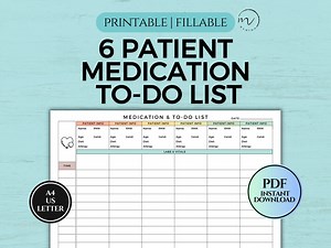 6 Patient RN Medication & To-do List, Nurse Shift Organizer Day/night Planner, Med Surg Nursing Charting, Printable Fillable PDF A4/letter - Etsy