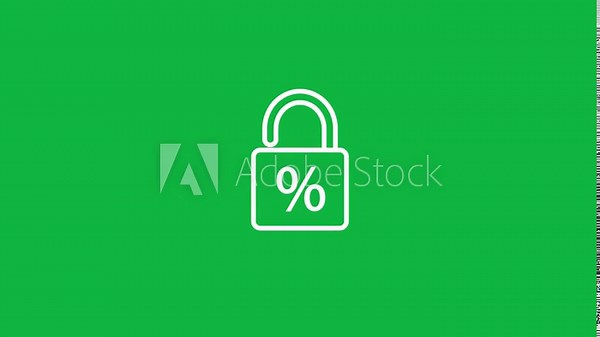 Padlock Icon with Percentage Symbol on Green Background Keywords: padlock, lock, security, protection, privacy, safety, secure, locked, access, forbidden, restricted, data, information