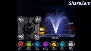 Pond Fountain Aerator with Lights RGB LED, 1HP 750W Floating Pond Fountain for Outdoor, 110V 15000 GPH Aerators Fountains Pump for Lake Garden Yard with 4 LED Lights 100ft Power Cord