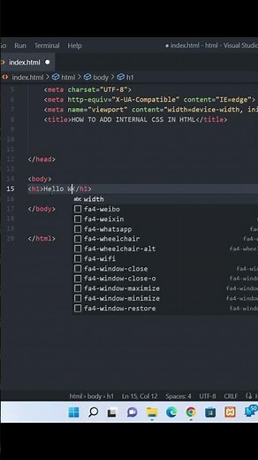 HOW TO ADD INTERNAL CSS IN HTML #html #css #shorts