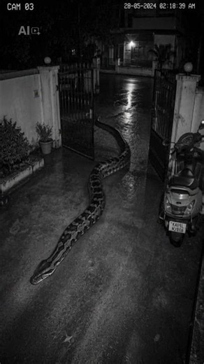 Giant Python Enters House Compound at 2:18 AM 😱 CCTV Footage #shorts