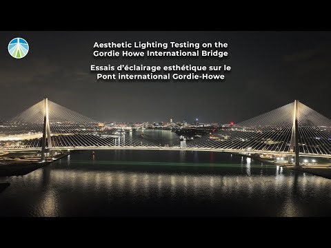 Testing the lights on the Gordie Howe Bridge