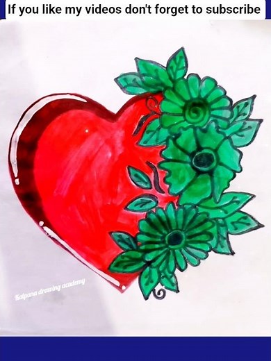 LOVE HEART DESIGN PAINTING DRAWING TUTORIAL// HOW TO DRAW LOVE WITH FLOWERS//#art #drawing #shorts
