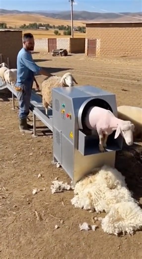 Automatic shearing machine in action! #farmlife