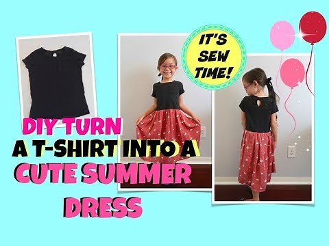 DIY TURN A T-SHIRT INTO A SUMMER DRESS FOR ALL AGES | BEGINNER SEWING NO PATTERNS!