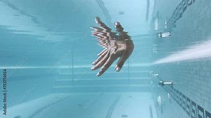 Female Hand Moving with Reflection Underwater in Swimming Pool in Switzerland.