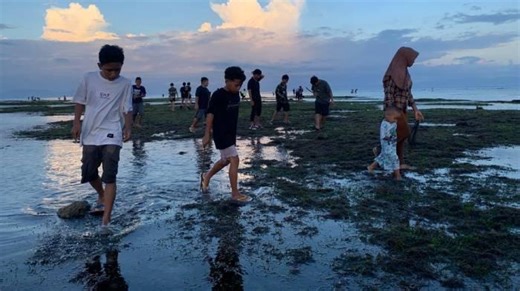 Melihat Tradisi Madak Warga Pesisir Lombok Timur, Berburu Biota Laut saat Air Surut - Tribunlombok.com