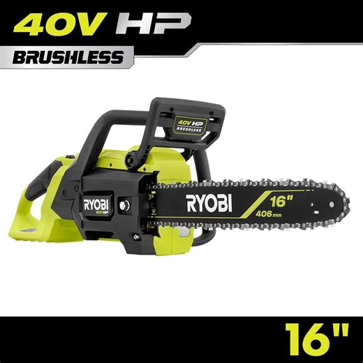 Check The Home Depot's Q&A Before Buying: RYOBI 40V HP Brushless 16 in. Battery Cordless Electric Chainsaw (Tool Only)