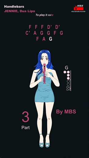 Handlebars #shorts Part 3 JENNIE, Dua Lipa Flute Recorder Tutorial / How To Play