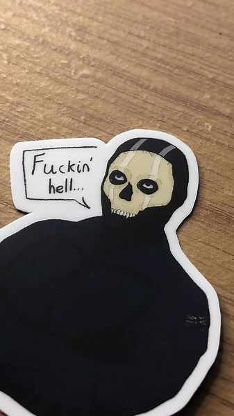 Creature Feature Stickers available in my shop! (Check comments) #callofdutyfanart #callofduty #sticker #smallbusiness #fanart #creaturefeature #featuringthecreature #frog #memesticker #simonghostrileymw2 #ghoapcod #soapmactavishcod